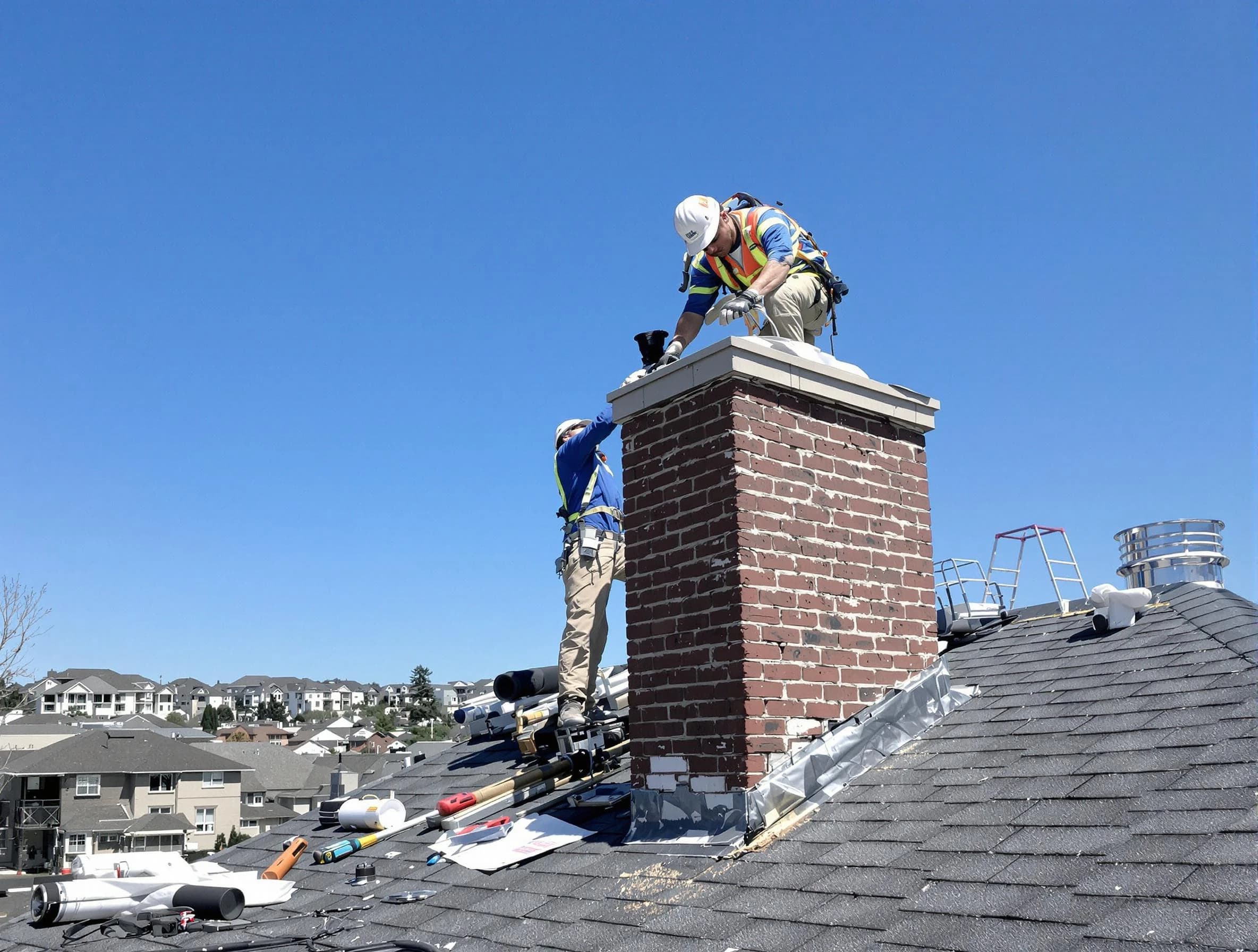 Twin Lakes Chimney Sweep repairing a chimney crown in Twin Lakes, CO