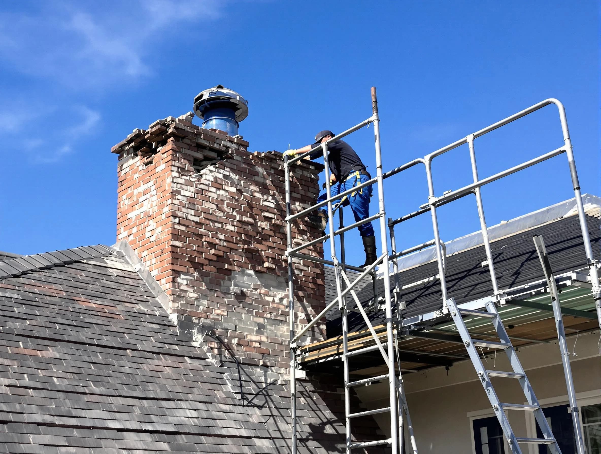 Rebuilding a chimney structure by Twin Lakes Chimney Sweep in Twin Lakes, CO