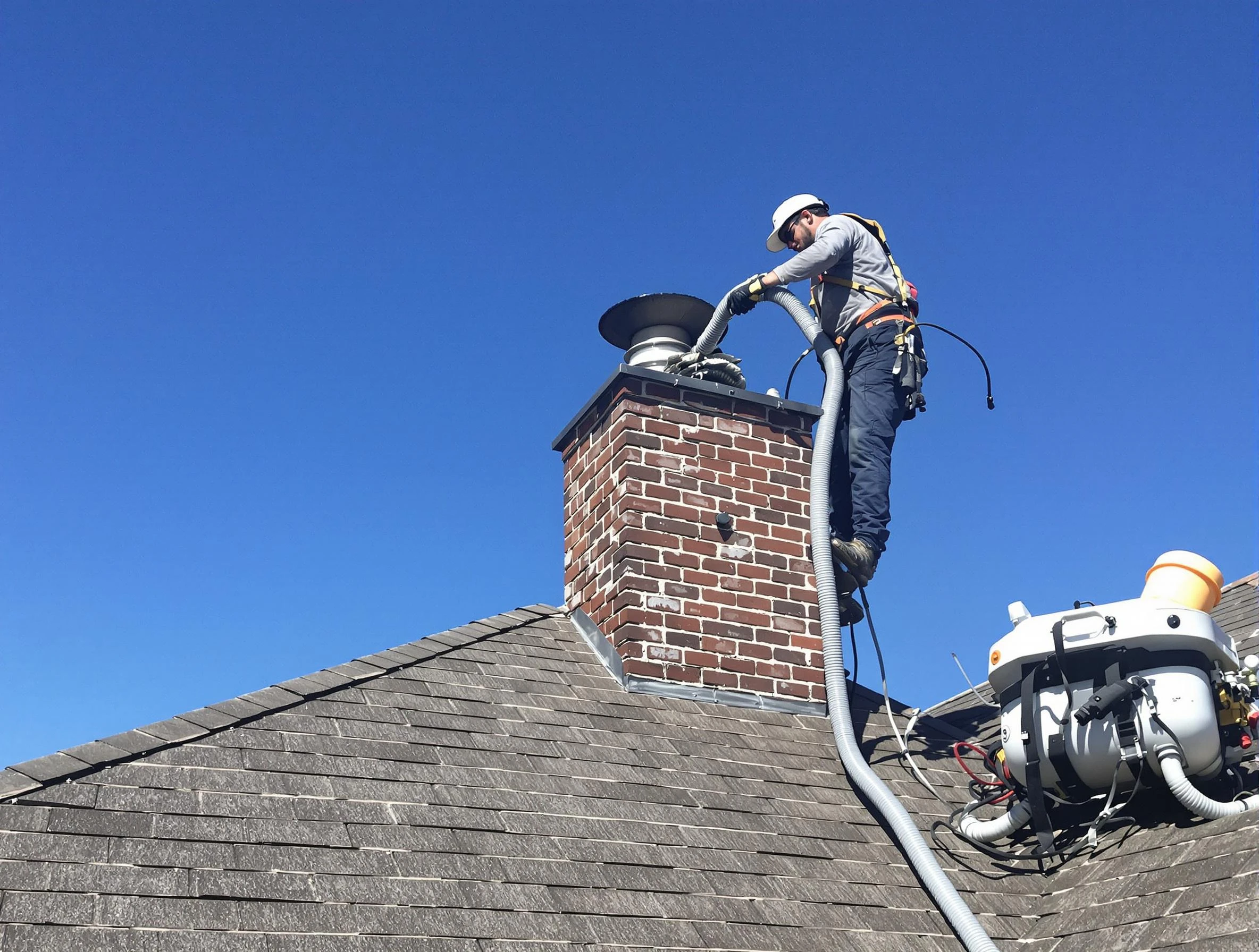 Dedicated Twin Lakes Chimney Sweep team member cleaning a chimney in Twin Lakes, CO