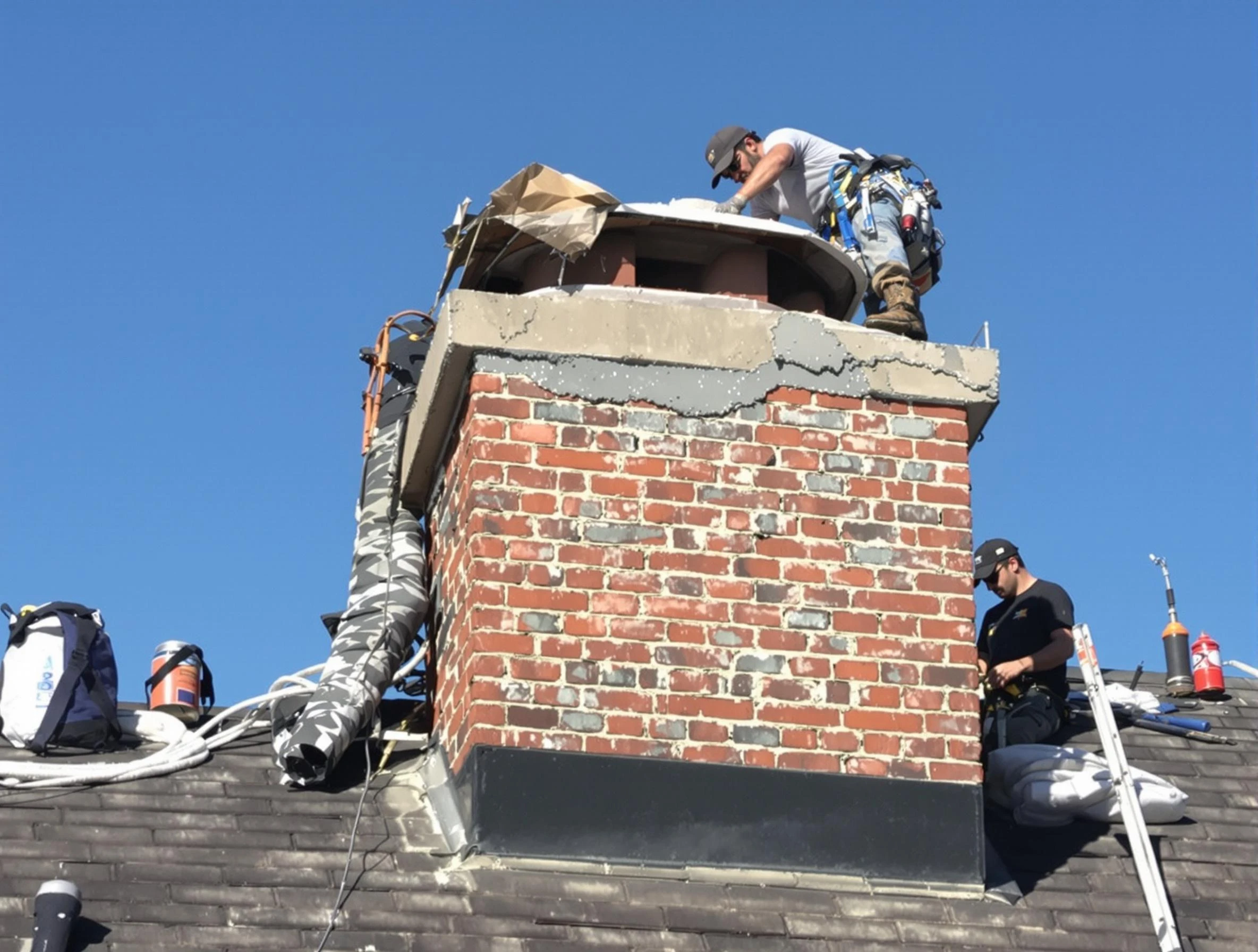 Twin Lakes Chimney Sweep installing a custom chimney crown in Twin Lakes, CO