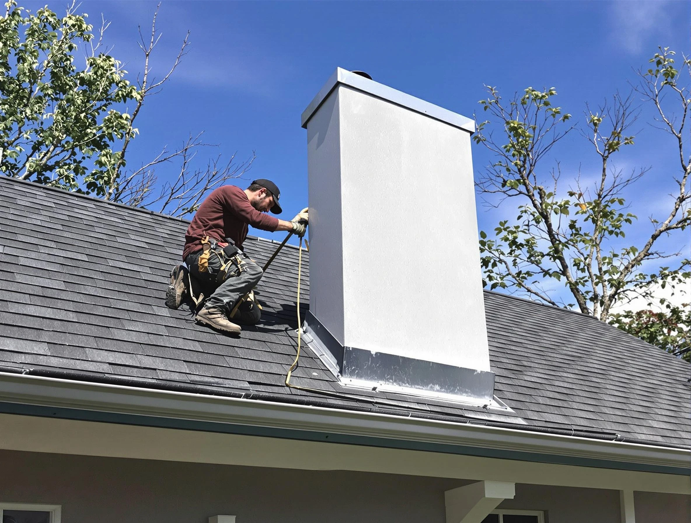 Twin Lakes Chimney Sweep team member finishing chimney construction in Twin Lakes, CO