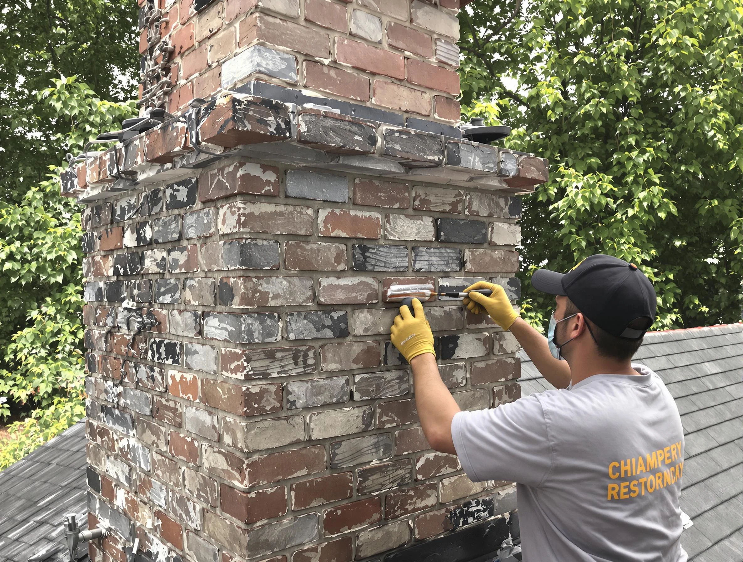 In-progress chimney restoration by Twin Lakes Chimney Sweep in Twin Lakes, CO
